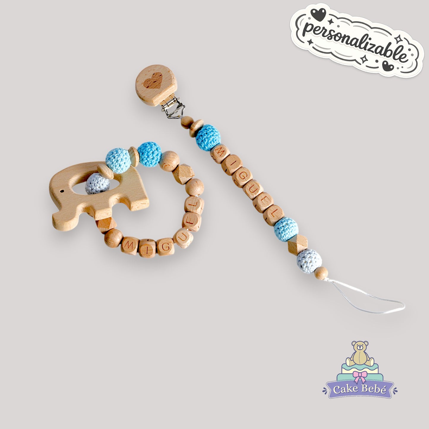 Set Portachupon & Mordedera Madera personalizable